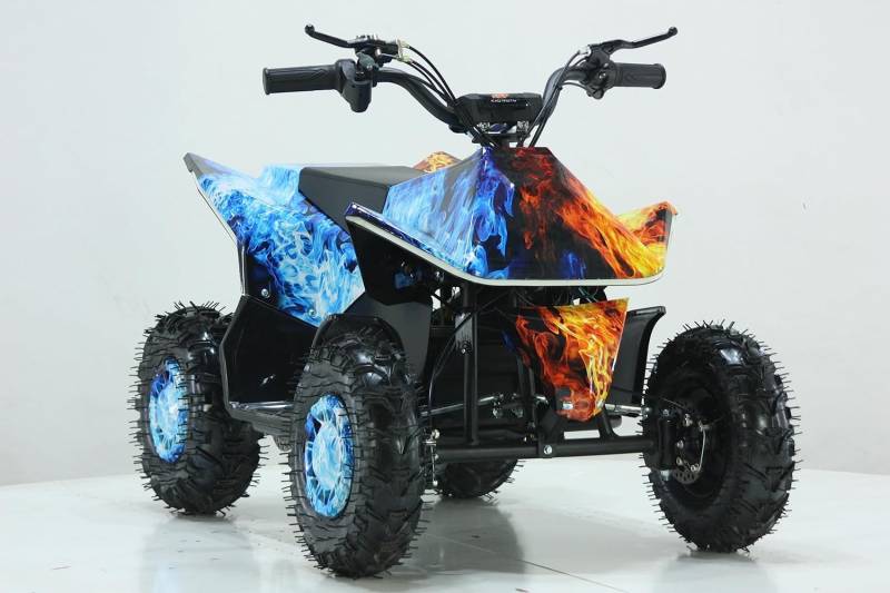 KXD ATV M2 Elektro bürstenlos 25 Km/h 36 Volt 1000 WATT Quad Mini ATV Miniquad Kinderquad Kinder Enduro Pocketquad Design Feuer von KXD