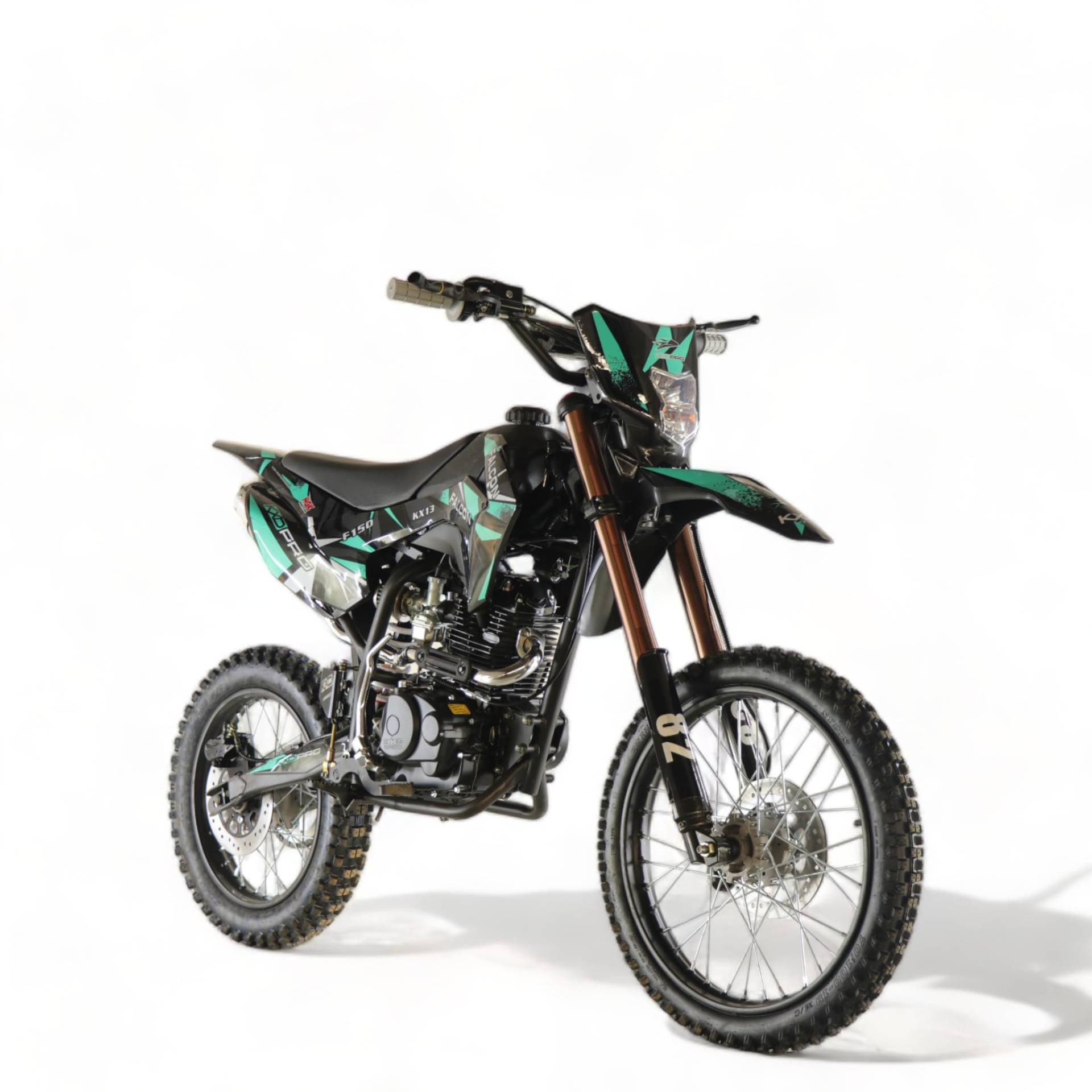 KXD 613 E+K Starter 150cc 19/16" 4T mit Scheinwerfer Dirtbike Kinder CrossBike Enduro pocket Pitbike PocketBike Motocross Motorrad Motorbike Motorsport Pit Pocket Vollcross Enduro (türkis) von KXD