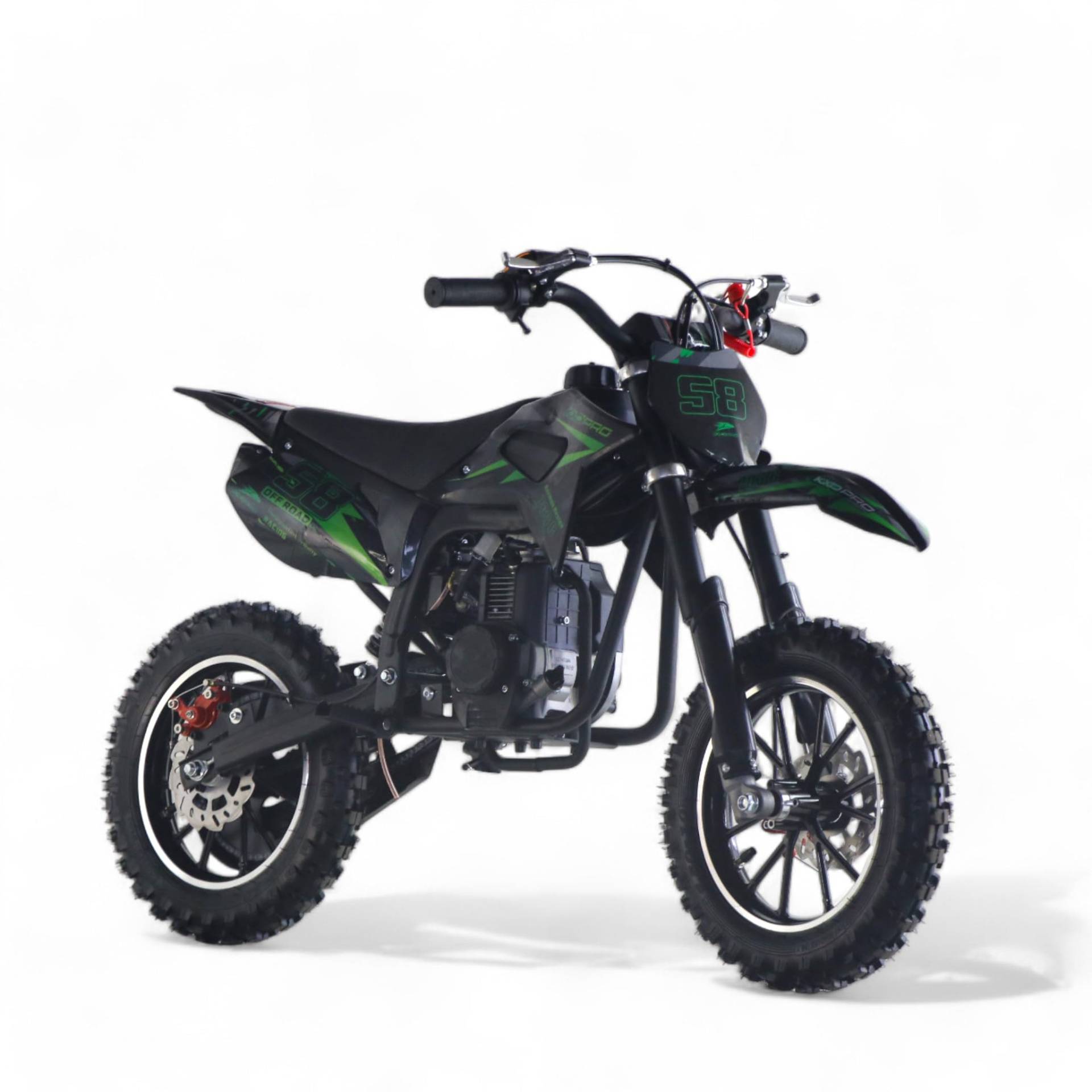 KXD 703B 49ccm 4 Takt Leopard Dirtbike kinder kids Dirt Bike CrossBike Enduro DirtBike pocket 49cc Pitbike PocketBike Motocross Motorrad Motorbike Motorsport Pocket Vollcross Crossbike Grün von KXD