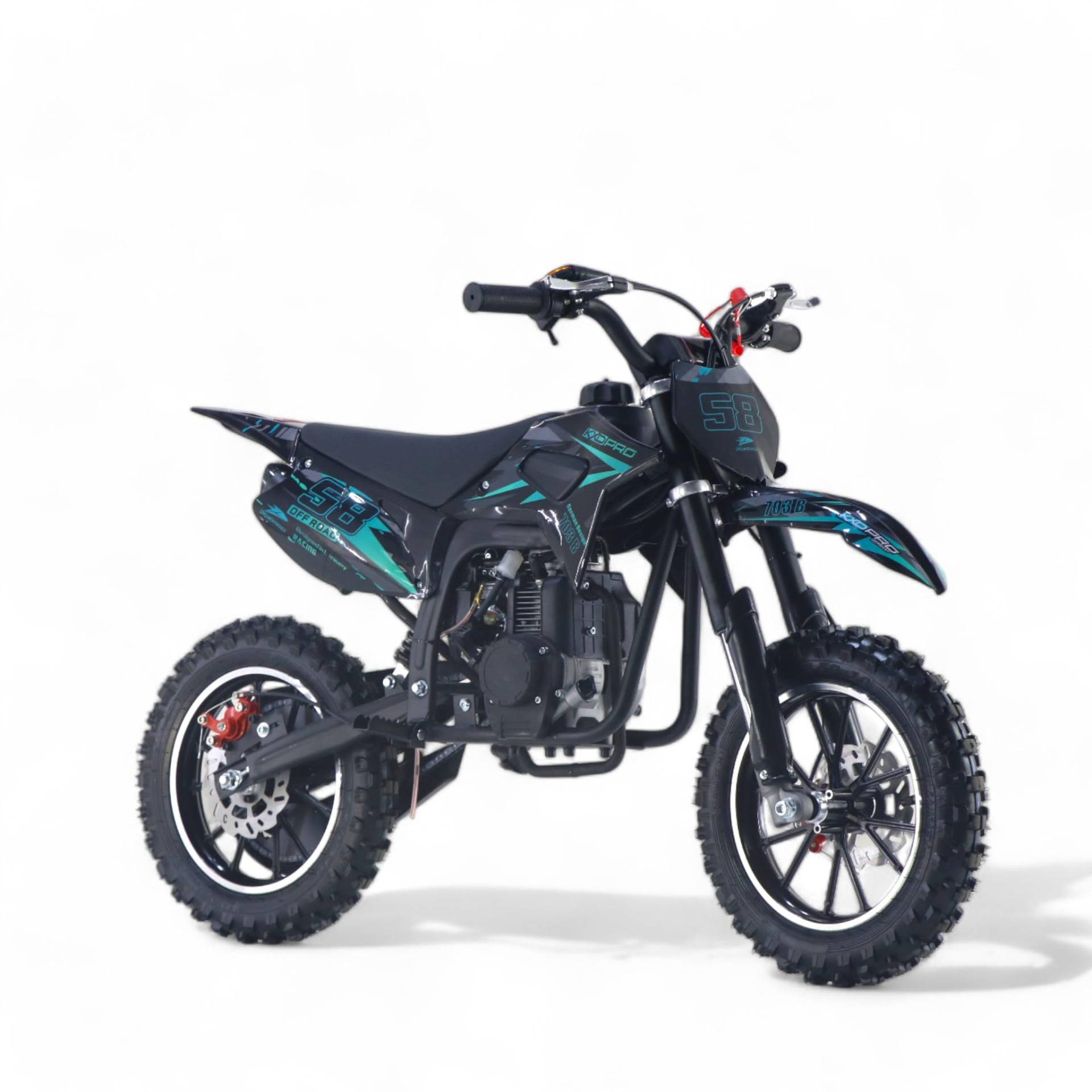 KXD 703B 49ccm 4Takt Leopard Dirtbike kinder kids Dirt Bike CrossBike Enduro DirtBike pocket 49cc Pitbike PocketBike Motocross Motorrad Motorbike Motorsport Pocket Vollcross Crossbike Türkis von KXD