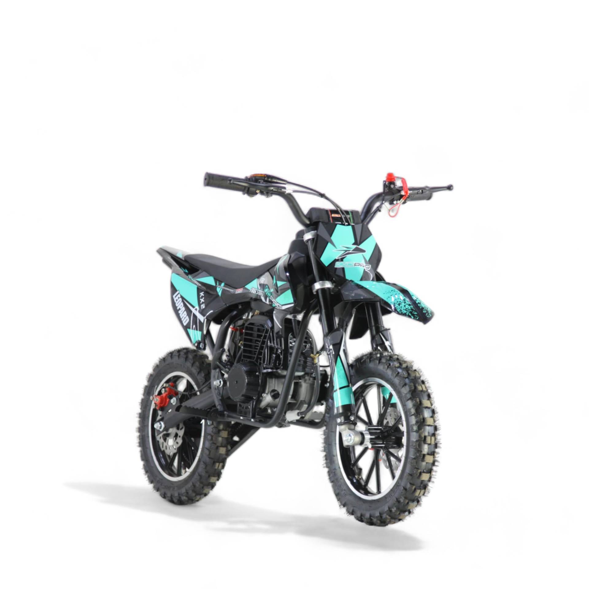 KXD 705 49ccm 4T Leopard Dirtbike kinder Dirt Bike CrossBike Enduro DirtBike pocket 49cc Pitbike PocketBike Motocross Motorrad Motorbike Motorsport Pocket Vollcross Crossbike Türkis von KXD