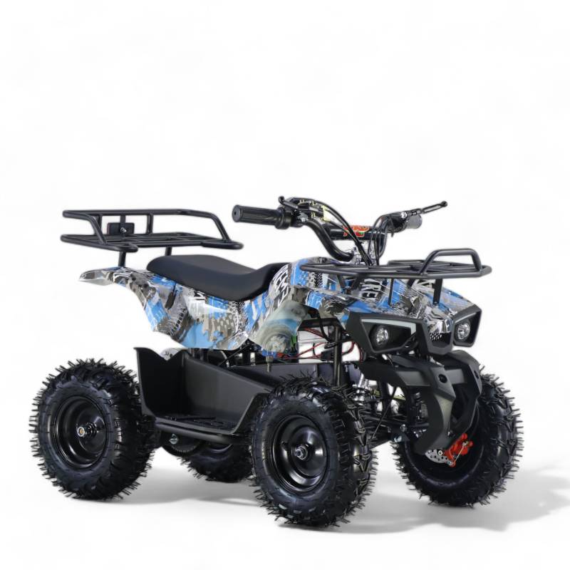 KXD ATV M 8 1000 WATT 25 Km/h 36 Volt Elektro Quad Mini ATV Miniquad Kinderquad Kinder Enduro Pocketquad Sportquad Jugendliche Freizeitfahrzeuge Elektroquad Erwachsene Funsport Graffiti blau von KXD