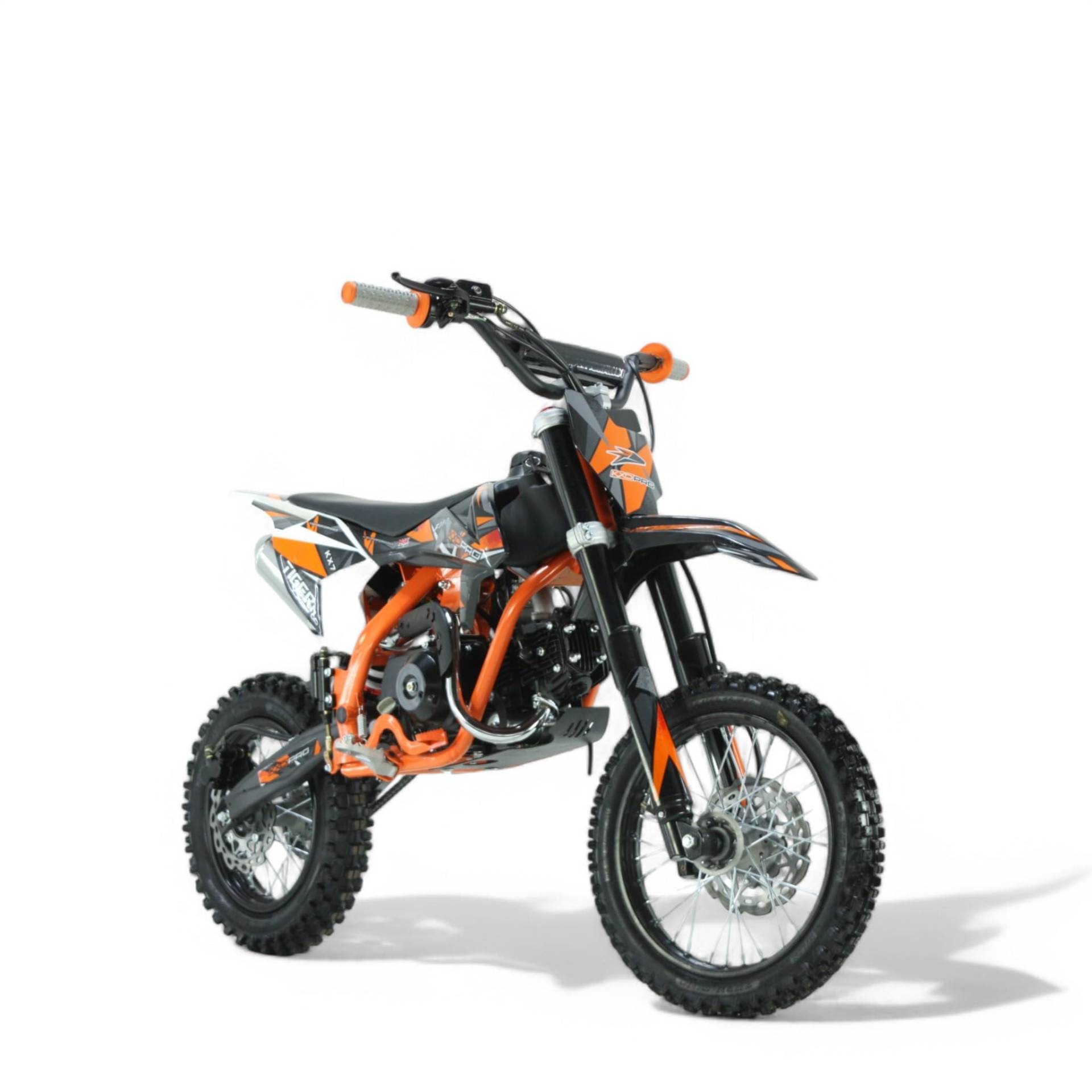 KXD KX7 707C Automatik 110CC 14-12 Kinder Dirt Bike Dirtbike CrossBike Pocket Pitbike Kinderbike Rennbike Minibike Bike Pocket Ladegerät Orange von KXD