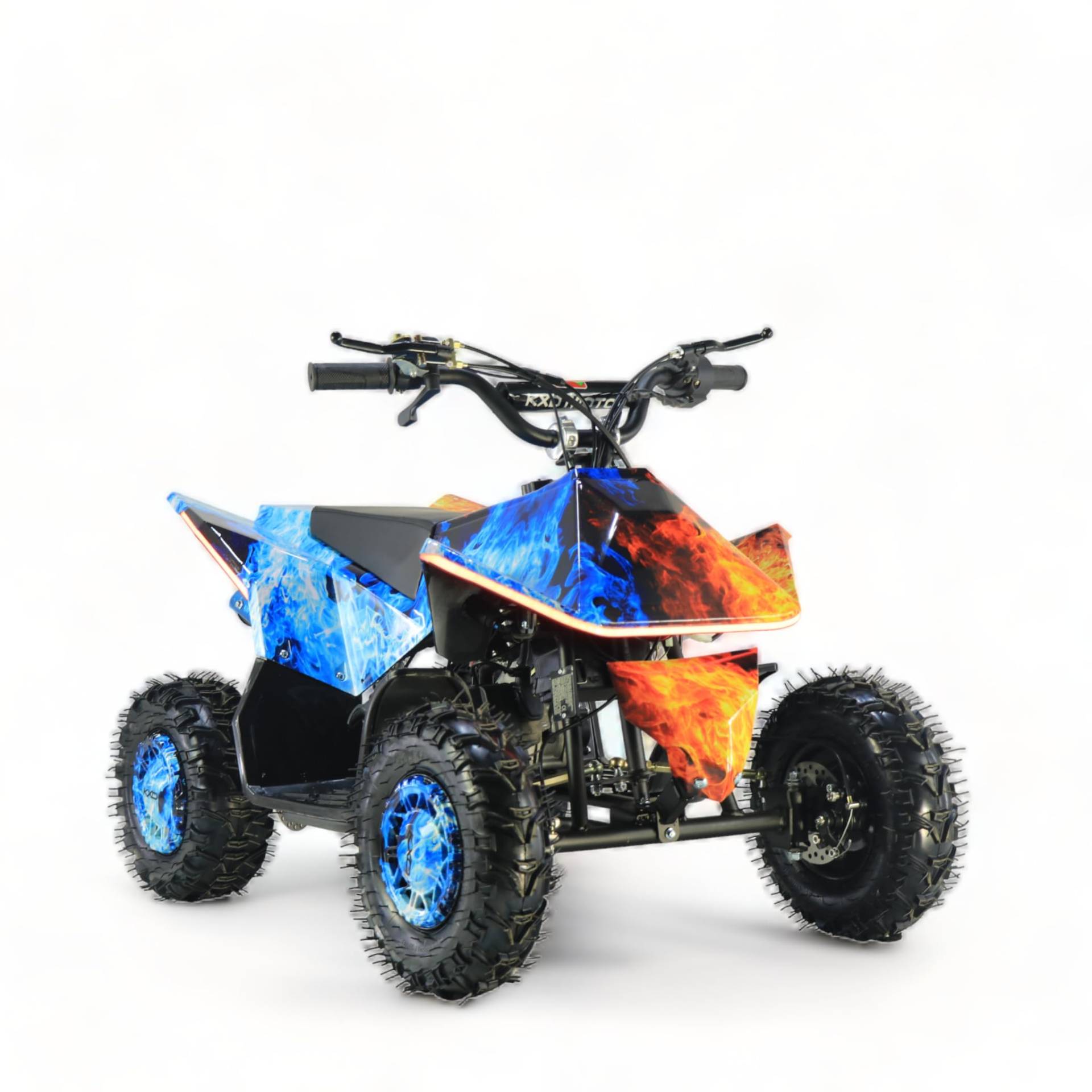 KXD M2 E-Starter 6" 49ccm 2T Quad Mini ATV Miniquad Benzinmotor Kinderquad Kinder Enduro Pocketquad Design Feuer von KXD