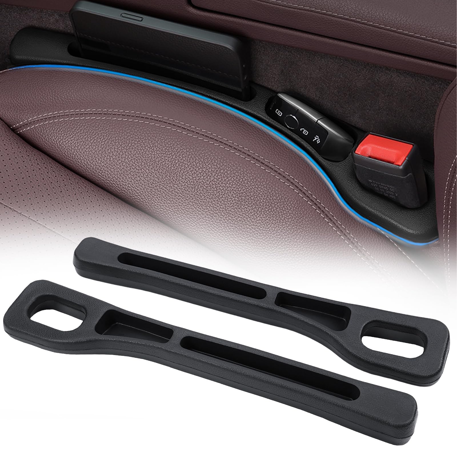 KXVXXV Autositz Lückenfüller Universal Car Seat Gap Filler Autositz Spaltfüller 2 Stück für Kleinigkeiten Handys (Schwarz) von KXVXXV