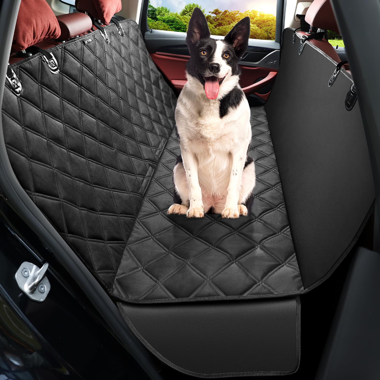 KYG Hundedecke Auto Rückbank 4-in-1,Rücksitz mit Seitenschutz,100% Wasserdicht,Kratzfeste rutschfeste Hundesitz Auto Rückbank für PKWs, LKWs, und SUVs 135x146cm Schwarz von KYG