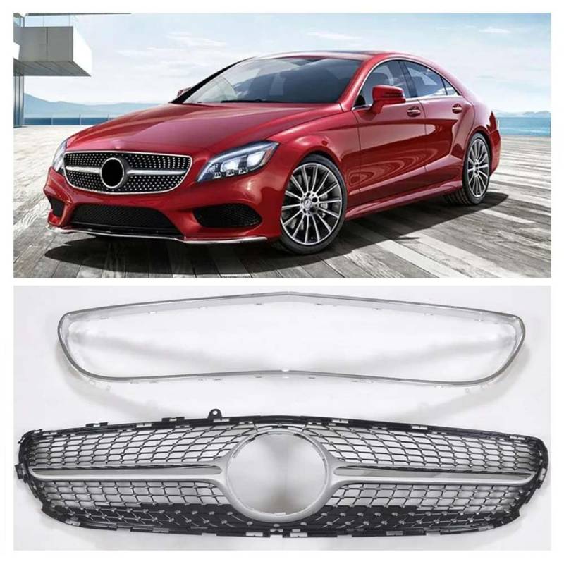 KYHATS Auto Grill, für Mercedes Benz CLS Class W218 2014-2018 Kühlergrille, Front Bumper Grille, Sport Performance Kühlergrill,B-Silver von KYHATS