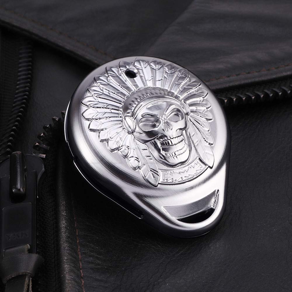 KYN for Indian Chief Dark Horse CNC Motorrad schlüssel Hülle Abdeckung Schlüssel Tasche Schlüsselschutz Schlüsselanhänger (Silver) von KYN