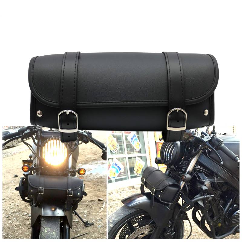 Motorrad-Gabeltasche Wasserdicht Motorrad Werkzeugtasche Lenkertasche PU Leder Satteltasche Vorne Hinten Lagerung Werkzeugtasche 2 Riemen (D) von KYN