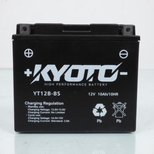 Motorradbatterie Kyoto SLA YT12B-BS AGM, wartungsfrei, 12 V, 10 Ah, Maße: 150 x 70 x 131 mm, kompatibel mit Yamaha XVS650, W, WC 650 1997 von KYOTO