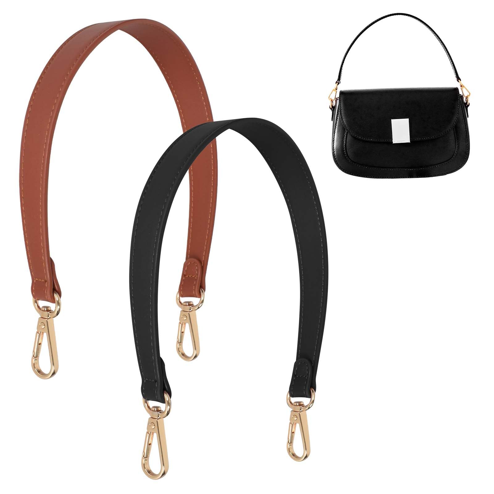 2 Stück Damen Leder Schulterriemen Schultergurt für Taschen, 19 inchTaschenriemen Ersatz, für Brieftaschen Umhängetaschen Taschengurt Gurt Riemen für Brieftaschen(Schwarz und Braun) von KYSUN