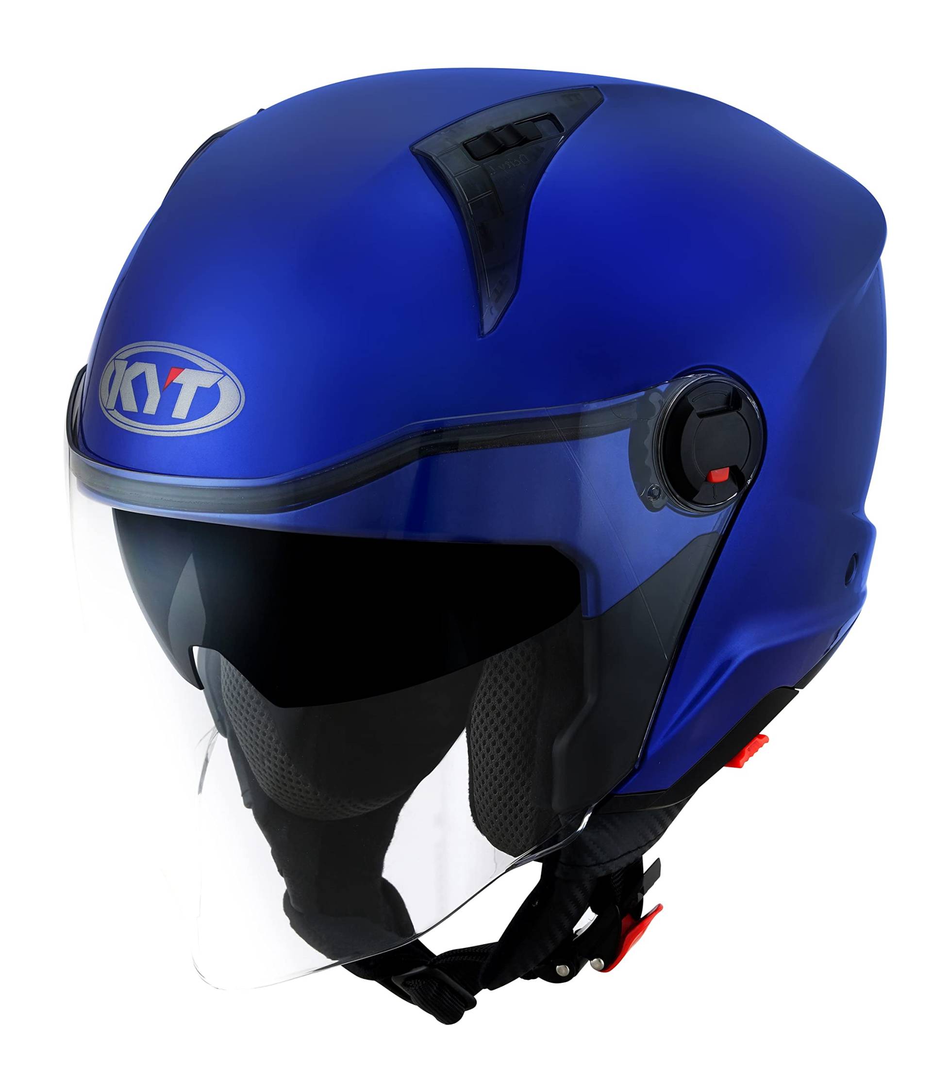 KYT D-City Plain Blue Metal E06 Motorradhelm (Blau), L (59) von KYT