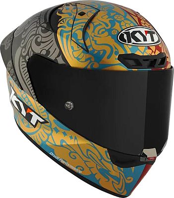 KYT KX-1 Race GP Bastianini IDN Replica 23, Integralhelm - Matt Rot/Blau/Gold/Schwarz - XL von KYT