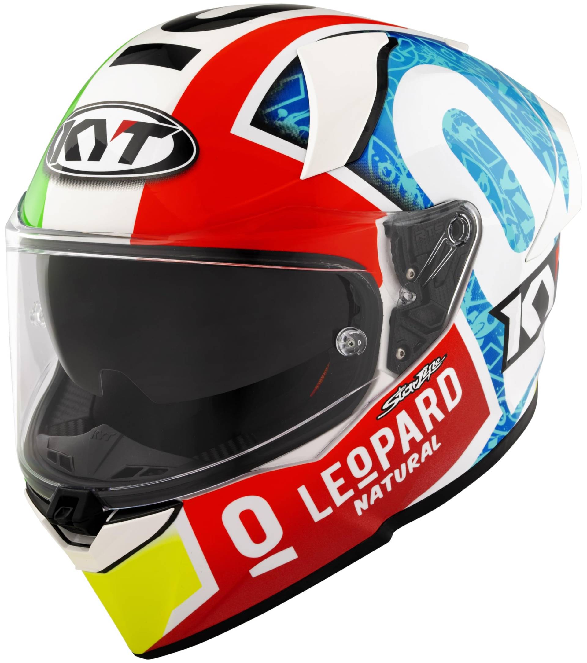 KYT R2R Max Foggia Misano 2021 Replica Integralhelm (Weiß/Blau/Grün/Rot), M (57) von KYT