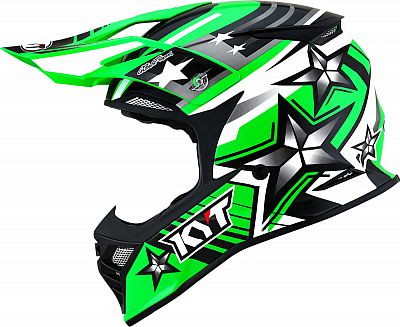 KYT Skyhawk Ardor, Motocrosshelm - Schwarz/Weiß/Neon-Grün - M von KYT