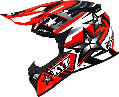 KYT Skyhawk Ardor, Motocrosshelm - Schwarz/Weiß/Neon-Rot - L von KYT