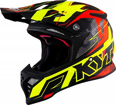 KYT Skyhawk Digger, Motocrosshelm - Matt Schwarz/Neon-Gelb/Orange - 2XL von KYT