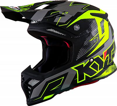 KYT Skyhawk Digger, Motocrosshelm - Matt Schwarz/Neon-Gelb - L von KYT