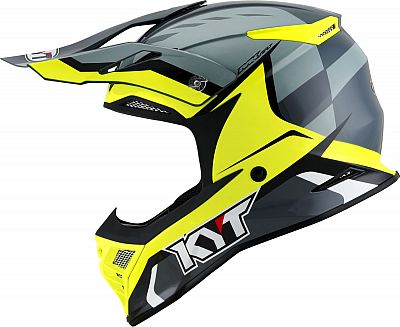 KYT Skyhawk Glowing, Motocrosshelm - Dunkelgrau/Grau/Neon-Gelb/Schwarz - M von KYT