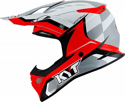 KYT Skyhawk Glowing, Motocrosshelm - Weiß/Hellgrau/Rot/Schwarz - M von KYT