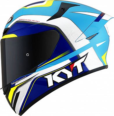 KYT TT-Course Grand Prix, Integralhelm - Weiß/Hellblau/Blau - XS von KYT