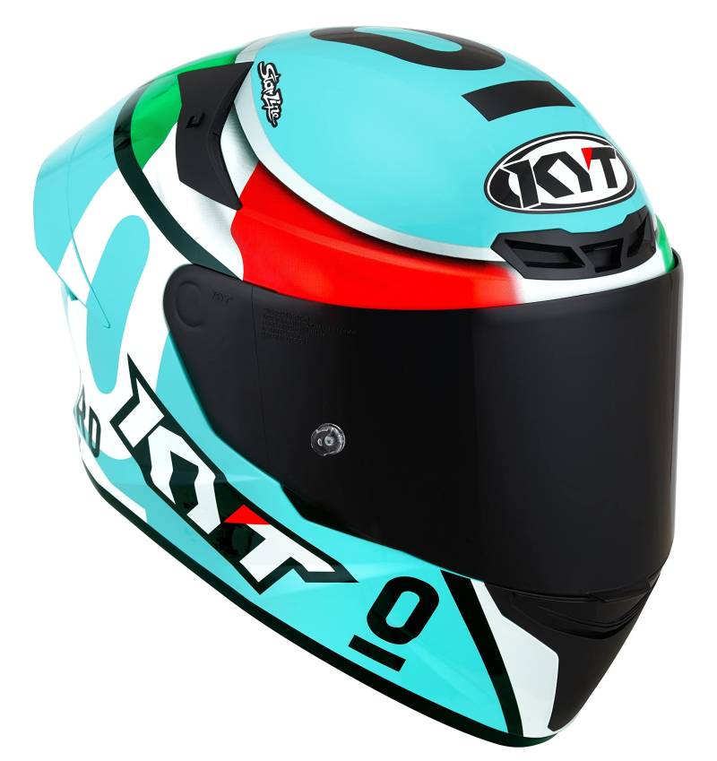 KYT TT-Course Leopard Replica Helm (Blue/Green,L (59/60)) von KYT