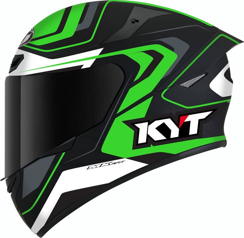 KYT TT Course Overtech Helm (Black/Green,S) von KYT