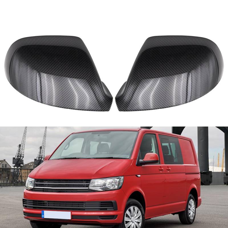 KYYET 1 Paar Rückspiegel-Abdeckkappen, kompatibel mit VW Volkswagen Transporter T5 T5.1 2010–2015, T6 2016–2019 (Kohlefaser-Muster) von KYYET