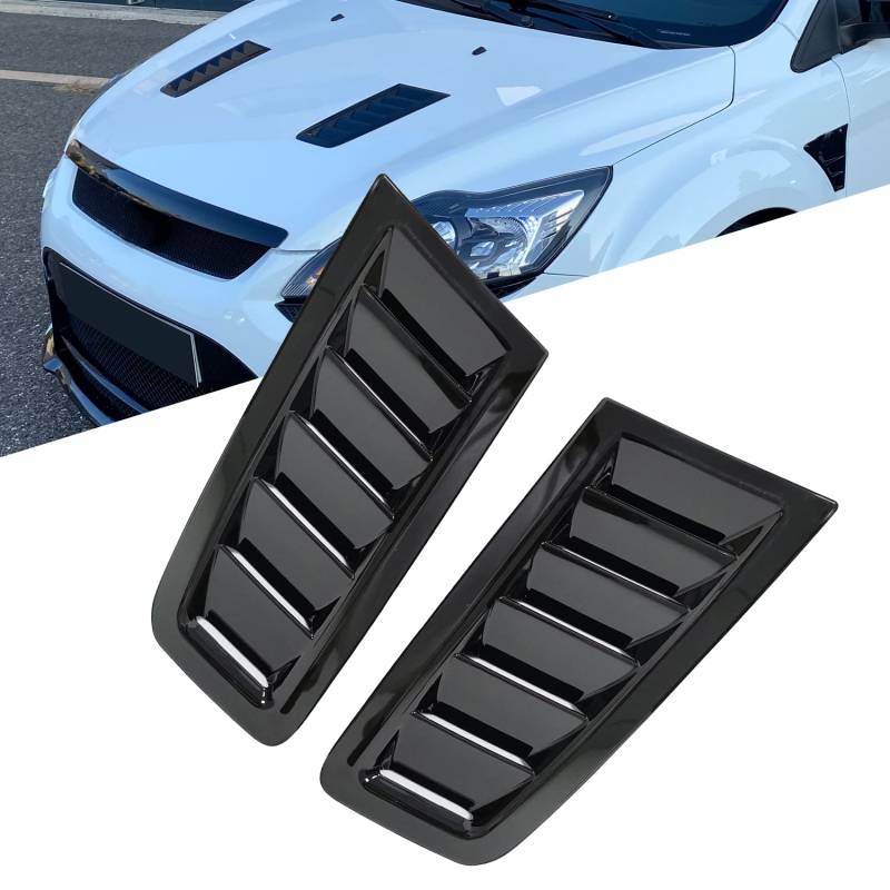 KYYET Universal ABS Air Flow Intake Scoop Turbo Bonnet Vent Hood Cover Trim Focus Fiesta RS ST MK2 Style Air Vent Hood (Gloss Black) von KYYET