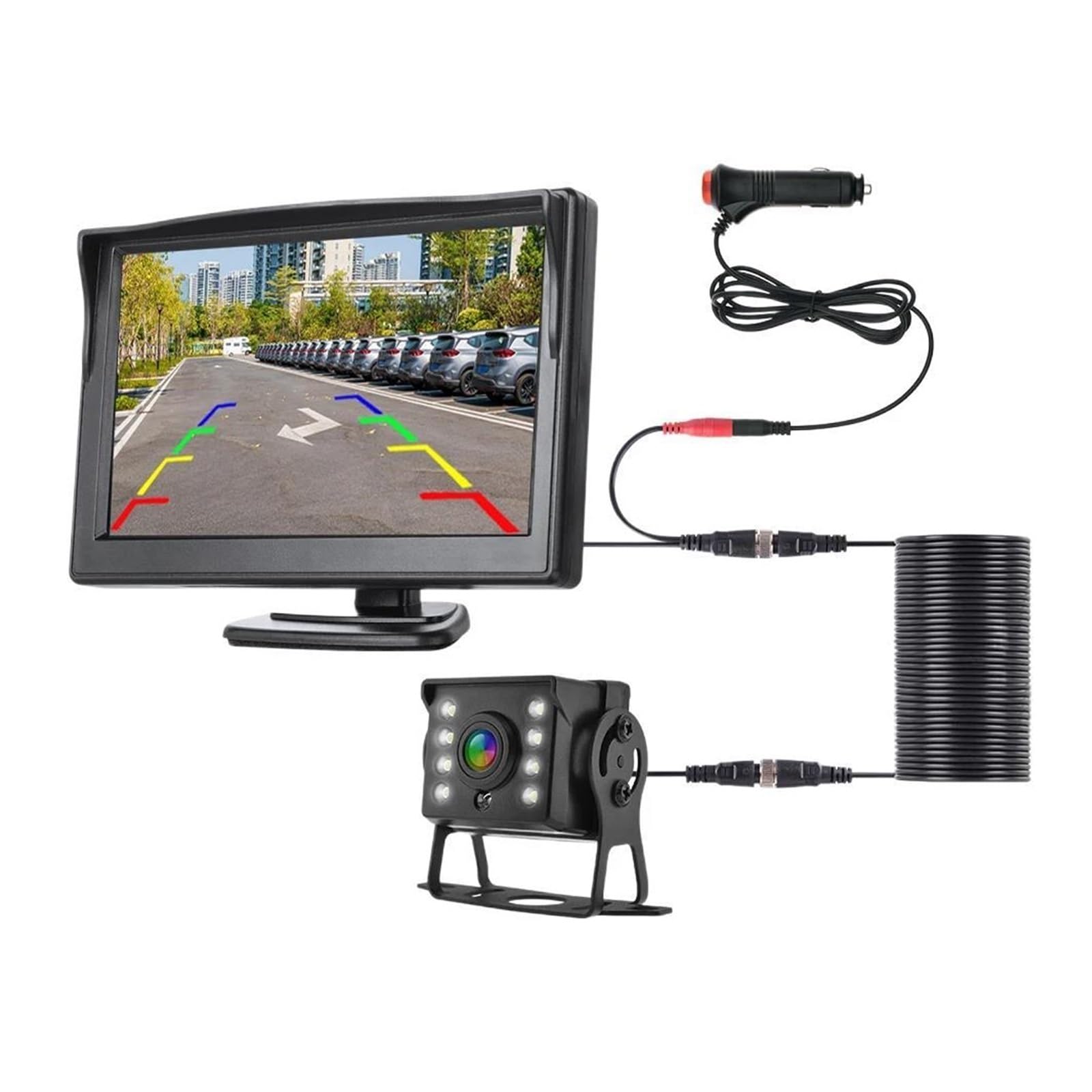 Auto-Rückfahrkamera Universal Paking Für Reverse CCD Backup HD Auto Rückansicht Kamera Für Mit 5 Zoll Monitor Für LKW LED Nachtsicht(MBUS-6M) von KZSH