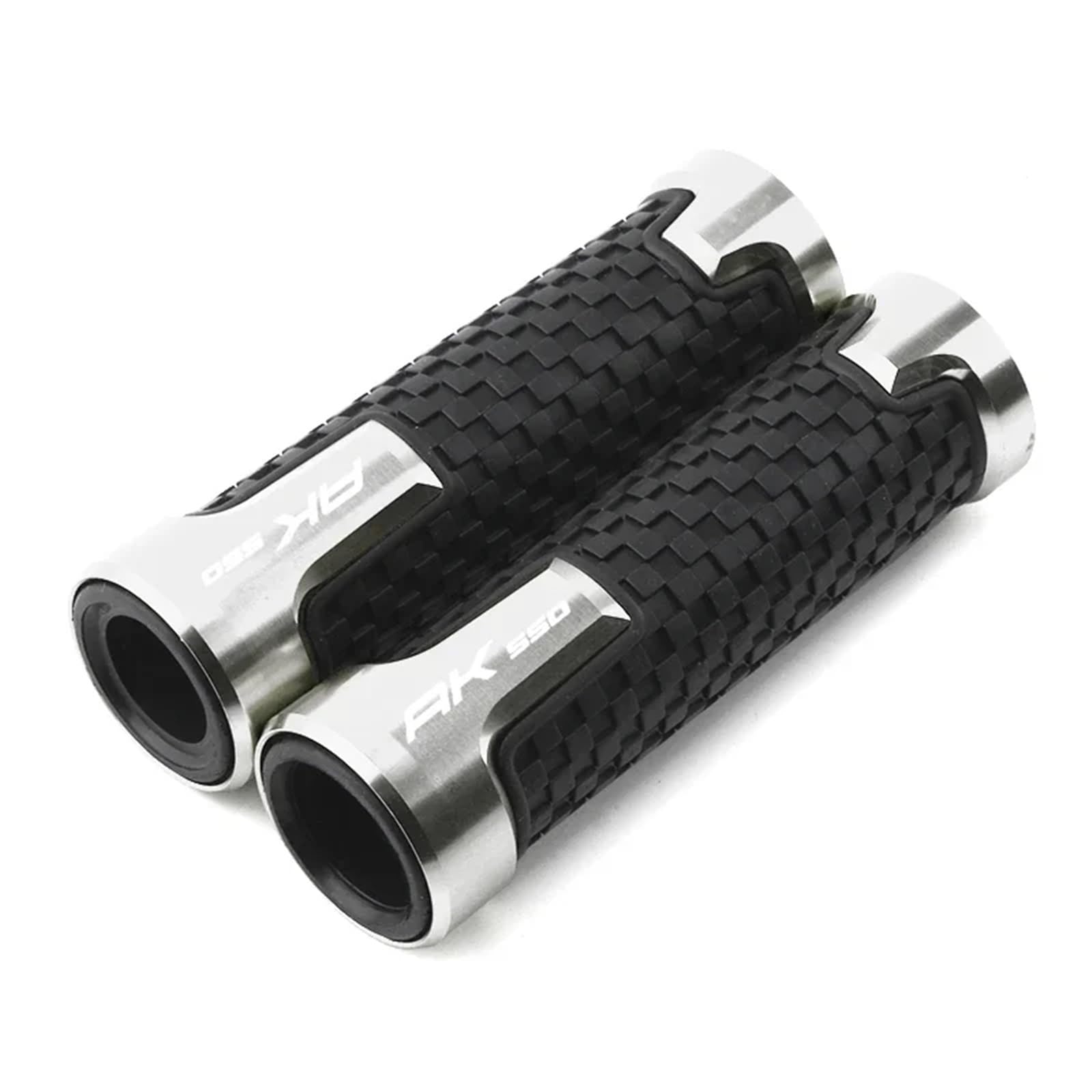 KaLaGong Motorradgriffe Für KYMCO AK550 AK 550 ABS Motorrad Universal 7/8'' 22MM Gummi Hand End Grip Bar Lenker Griffe(Silber) von KaLaGong