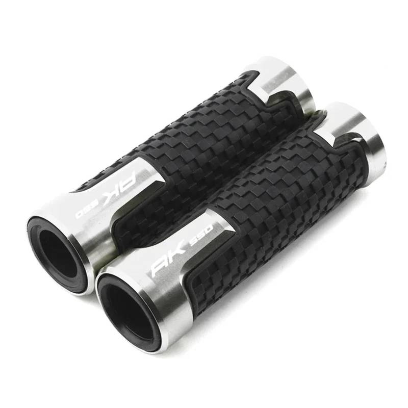 KaLaGong Motorradgriffe Für KYMCO AK550 AK 550 ABS Motorrad Universal 7/8'' 22MM Gummi Hand End Grip Bar Lenker Griffe(Silber) von KaLaGong