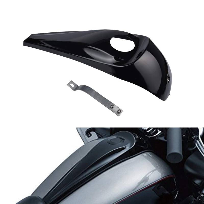 KATUR Schwarze Dekorative Kraftstofftankabdeckung/Schlossabdeckung, GläNzend Schwarz, Signatur Jim Nasi Smooth Dash, Kompatibel Mit Harley Street/Road Glide Harley ZubehöR 2008–2017 von KATUR