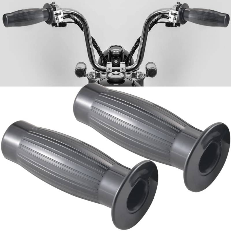 KATUR Motorrad lenkergriffe 22mm 7/8 '' 24mm Rutschfester Gummi Open End Thruster Grip Motorrad Griffe Griffgriffe Schwarz für Harley Honda Yamaha Kawasaki Suzuki von KATUR