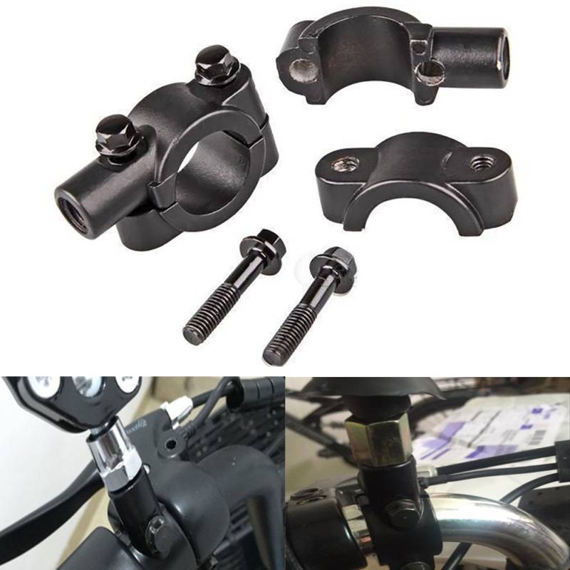 KaTur Rückspiegel-Klemmhalterung für Lenker, für Motorrad, Fahrrad, Roller, schwarz, 10 mm, 2 Stück von KATUR