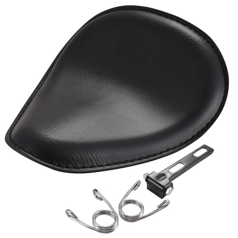 KATUR Chrom Leder Solo Seat 3 "Federbock Kit Für Harley Harley Honda Kawasaki Suzuki Sportster Bobber Chopper von KATUR