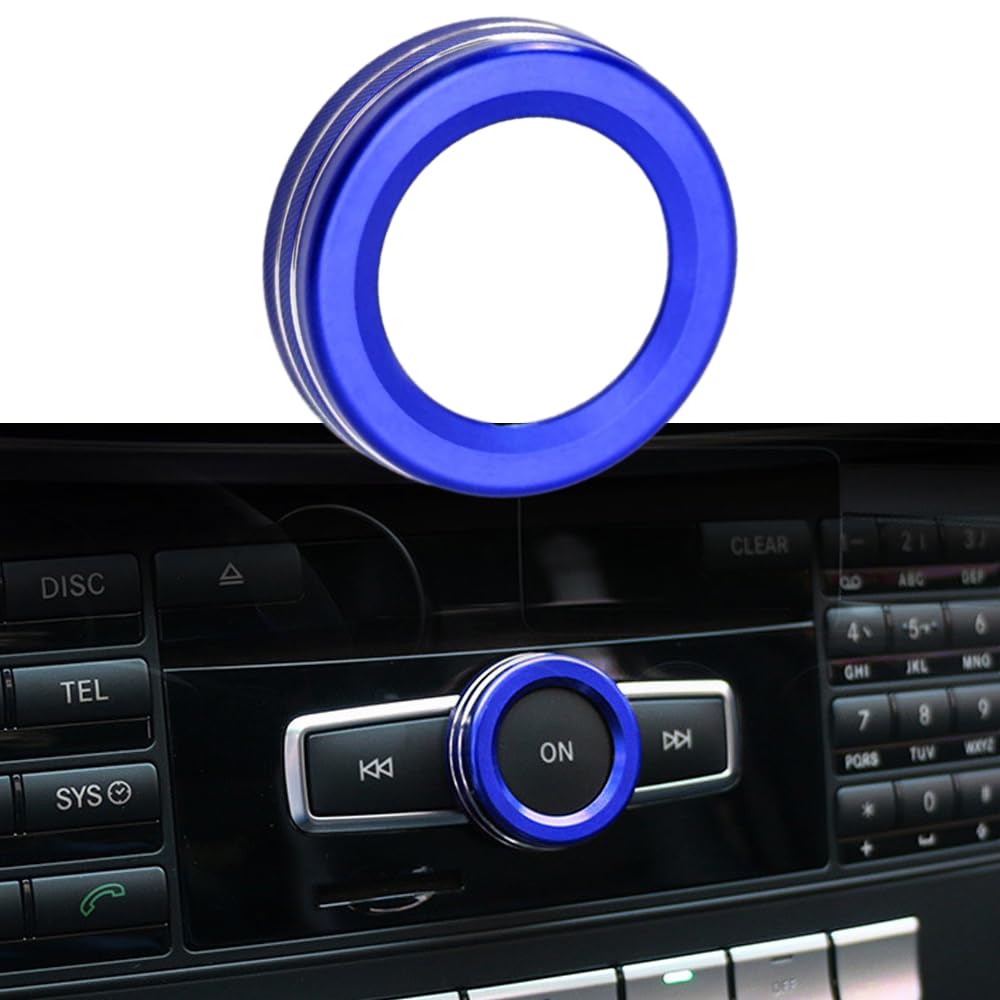 Kacepar Auto Audio Lautstärkeregler Knopf Abdeckung, Auto Konsole Audio Lautstärkeregler Ring Abdeckung Kompatibel mit Mercedes A B C E CLA GLA GLK ML GL Klasse, Blau von Kacepar