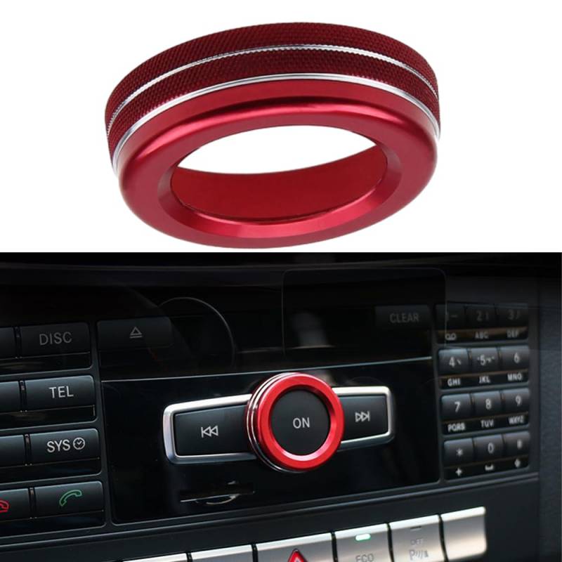 Kacepar Auto Audio Lautstärkeregler Knopf Abdeckung Auto Konsole Audio Lautstärkeregler Ring Abdeckung Kompatibel mit Mercedes A B C E CLA GLA GLK ML GL Klasse, Rot von Kacepar