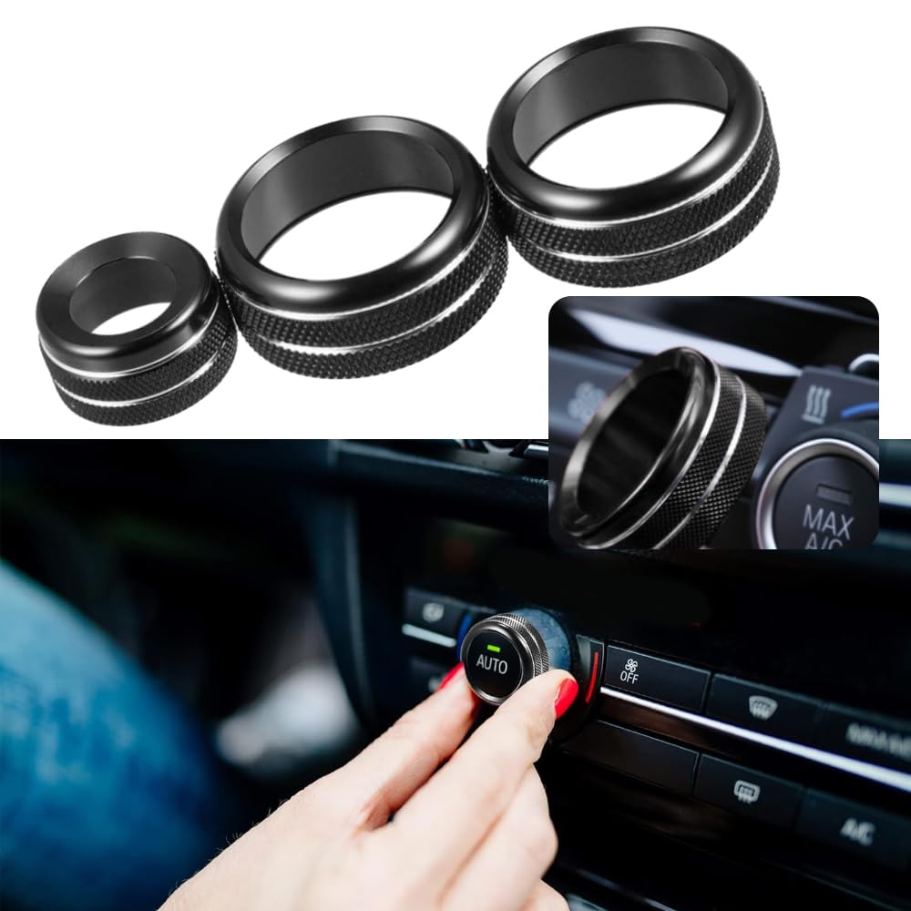 Kacepar Interior Air Conditioning Control Ring Knob Trim Cover, Car Styling Air Conditioning Knobs Audio Circle Trim Compatible with BMW F20 F21 1 Series, Black von Kacepar