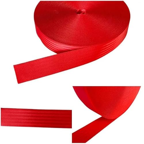 Kacperek - Gurtband - Tragegurt aus starkem Poliamid - Schultergurt für Taschen, DIY Projekte - Hoch Belastbar und Robust - 1,3 mm stark, 5 Lfm - 48mm - Rot von Kacperek