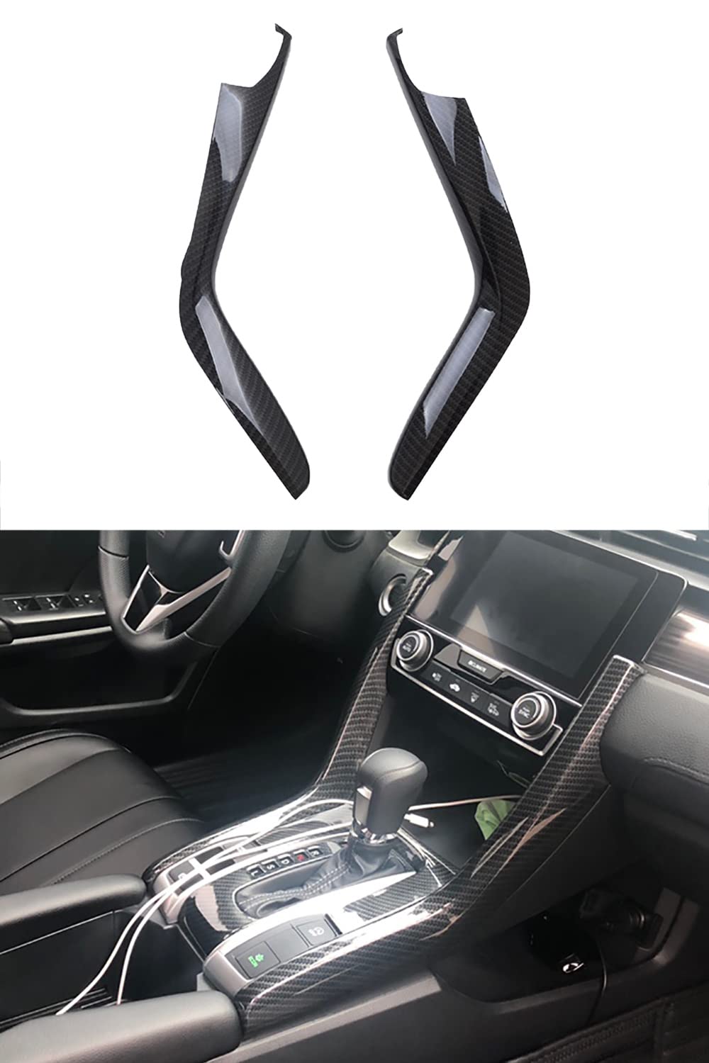 Kadore Carbon Fiber Innenraum Schaltung Formstreifen Abdeckung Trim für 2016 2017 2018 2019 2020 2021 Honda Civic 10th Gen LHD von Kadore