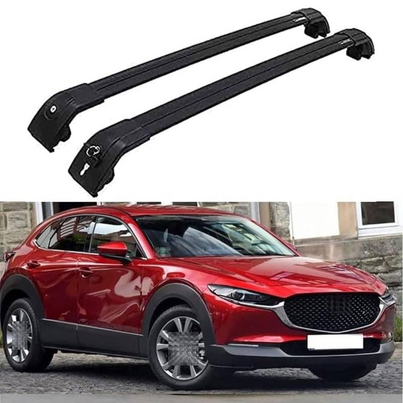 2 Stück Auto Dachträger für Mazda CX-30 CX30 2020-2022, Aluminium Dachgepäckträger Querträger Relingträger Gepackträger Transport DachbüGel Zubehör,A/Black von Kadue