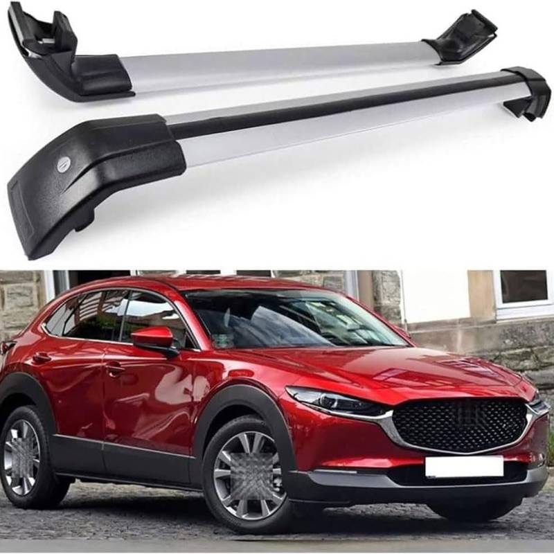 2 Stück Auto Dachträger für Mazda CX-30 CX30 2020-2022, Aluminium Dachgepäckträger Querträger Relingträger Gepackträger Transport DachbüGel Zubehör,C/Sliver~Black von Kadue