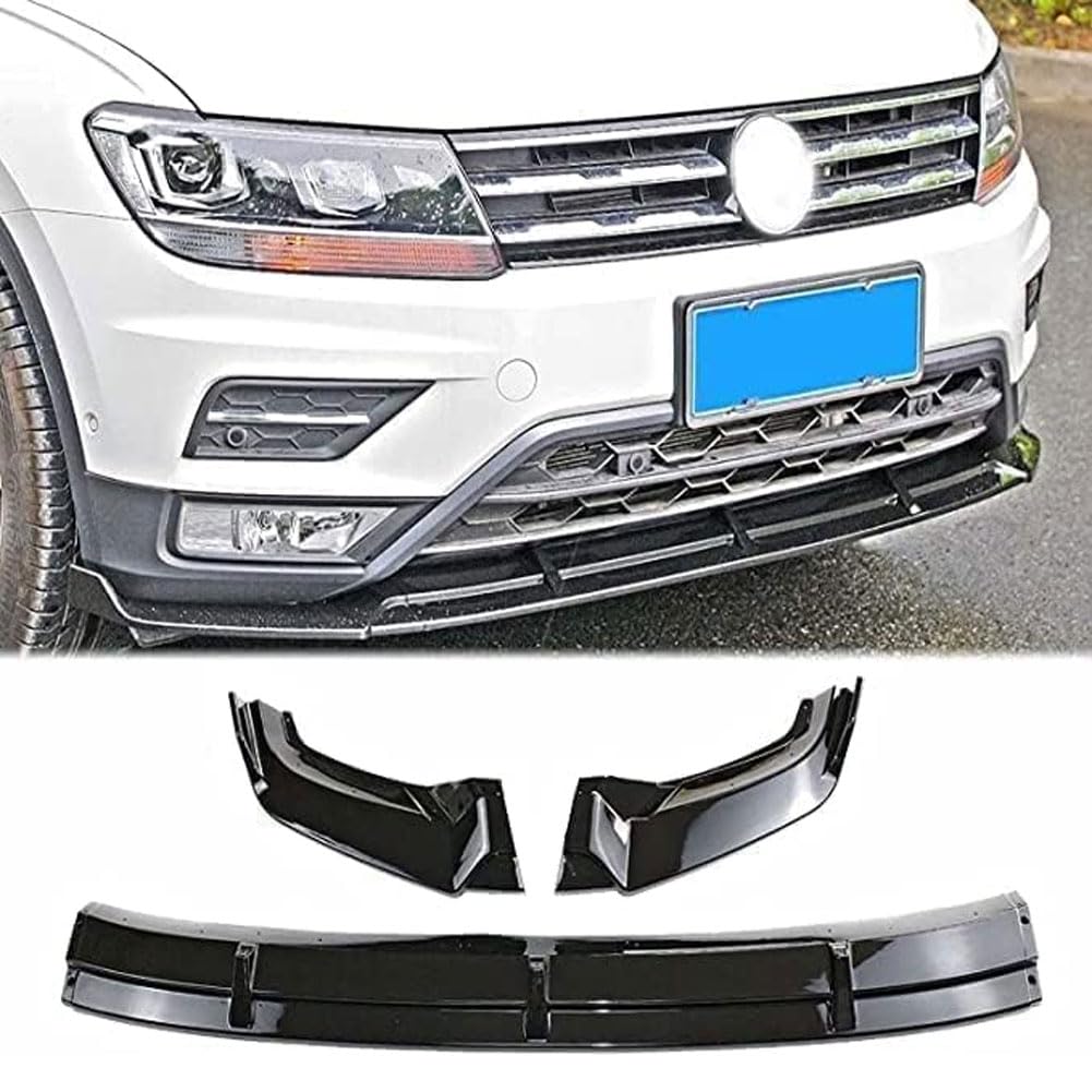 Auto Frontspoiler für TI-GUAN 2017-2020, ABS Frontlippe Spoiler FrontstoßStange Lippe Splitter Diffusor Antikollisionsschutz Zubehör,A/Glossy Black von Kadue