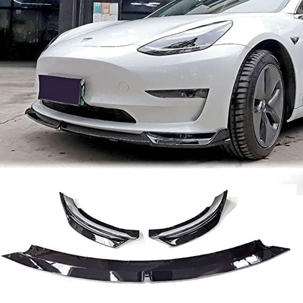 Auto Frontspoiler für Tesla Modell 3 Limousine 2020 2021, ABS Frontlippe Spoiler FrontstoßStange Lippe Splitter Diffusor Antikollisionsschutz Zubehör von Kadue