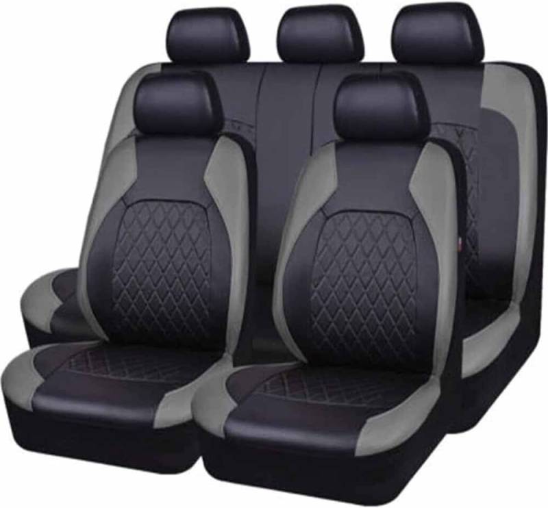 Kadue Auto Leder Sitzbezüge für V-W Passat B6 Variant 2006-2014, Wasserdicht Autositzbezüge Schonbezüge Sitzschoner Sitzbezug Set Innenraum Zubehör,A/9pcs Set Grey von Kadue