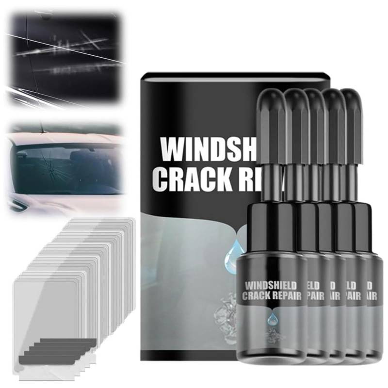 Auto Windschutzscheiben Reparaturset Werkzeug, 2024 Neu Glas Reparaturflüssigkeit, Auto Reparaturset für Windschutzscheiben, Glass Windshield Repair Kit für Auto Glas Risse (5pcs) von Kaezuy