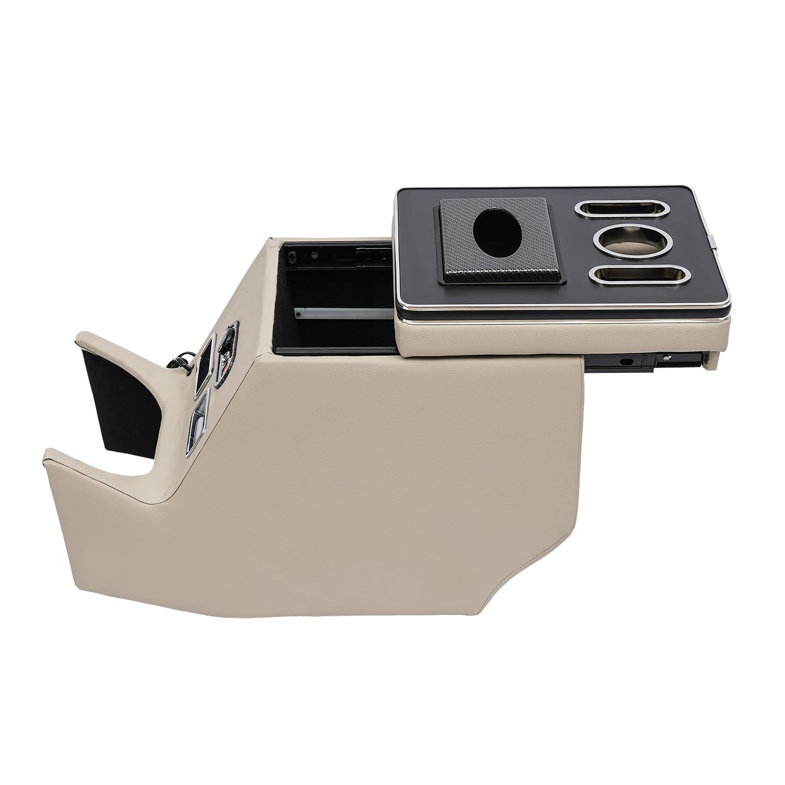 Kaichenyt Armlehne Box, Auto Mittelkonsole Pad Mittelkonsole Abdeckung aus Holz, PU, Schwamm, Beige Für 2014-2022 V220 V250 V260 W447 von Kaichenyt