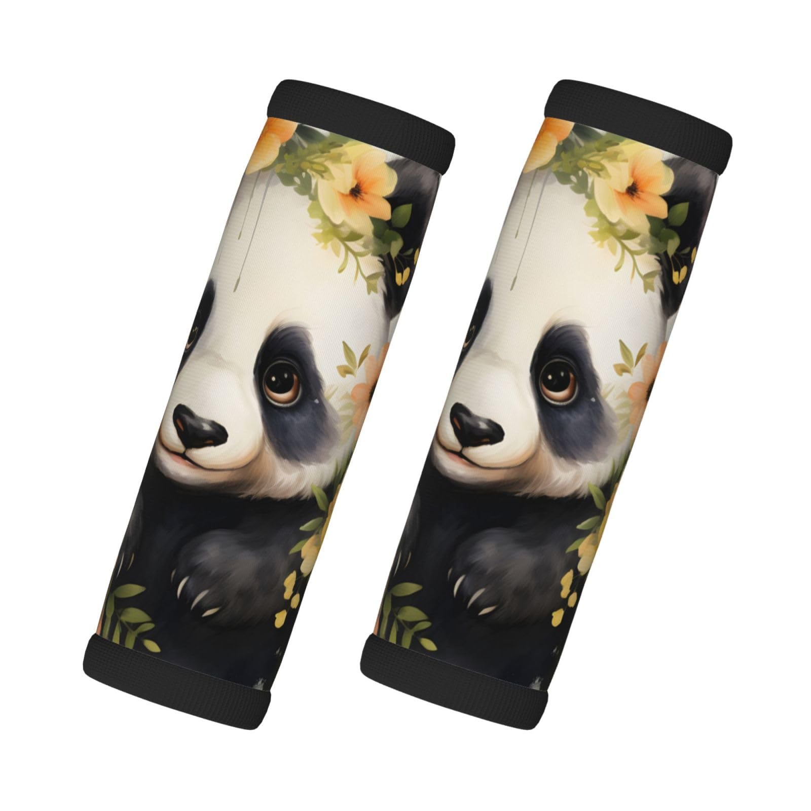 2 Stück Gepäckgriffbandagen aus weichem Neopren, niedlicher Panda mit Blumen, Koffer, Gepäck, Reisezubehör für Flugzeug von Kaifanee