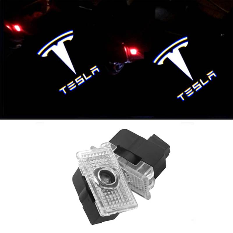 Kaimeilai 2 Stück kompatibel mit Autotür Licht Projektor für Tesla Model 3 Model S Model X, Led Autotür Türbeleuchtung, Autotür Logo Einstiegsleuchte Lichter, Kfz Türen Einstiegsbeleuchtung Projektor von Kaimeilai
